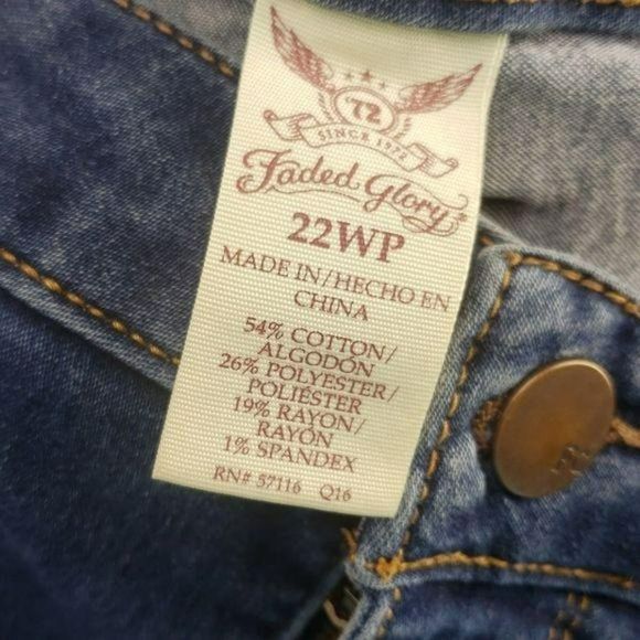 Faded Glory 22 WP Plus Size Straight Leg stretchy Denim Blue Jeans - Picture 8 of 8